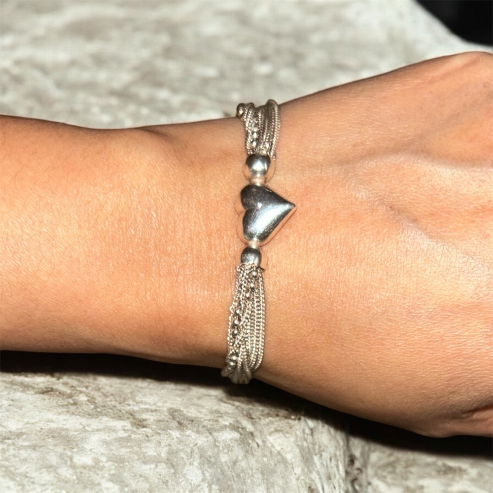 925 Solid Silver Heart Bracelet - image 1